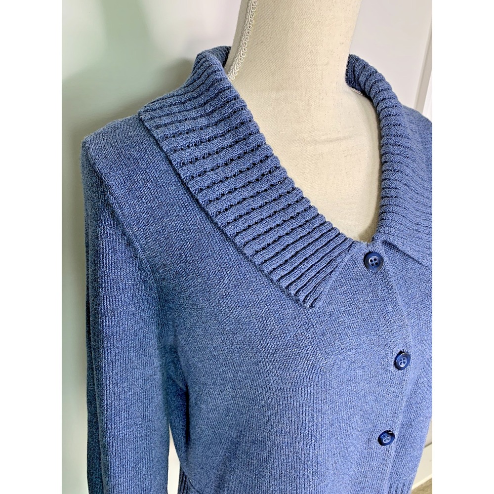 Vintage Pendleton Sweater Blue Knit Cardigan Button Down Retro Collar Cotton M